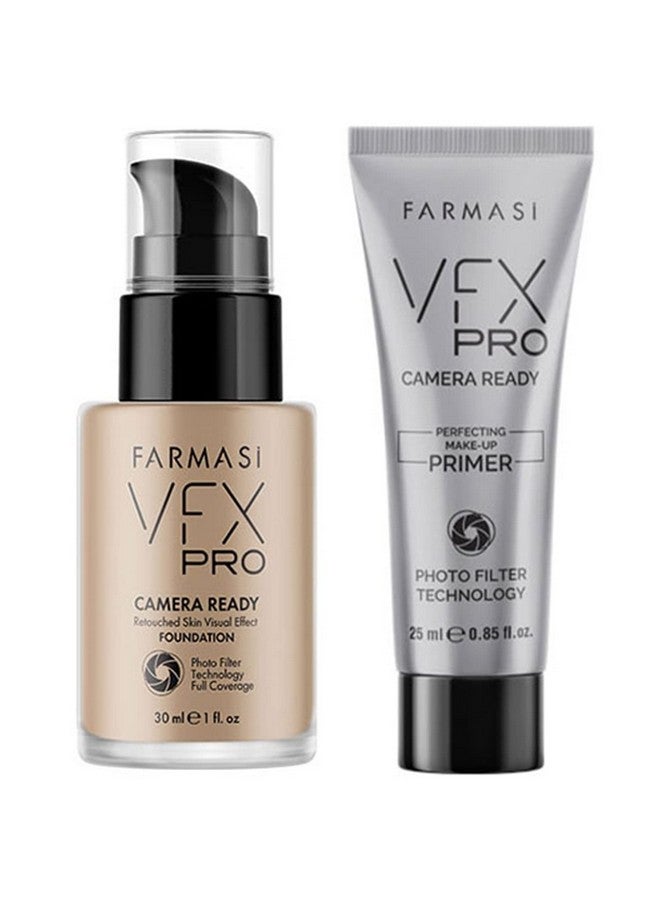FARMASi VFX Pro Natural Beige and VFX Pro Primer Long Lasting Liquid Foundation Set, Skin Moisturizer Advanced Breathable Hydrating Full Coverage makeup for Face Makeup Set - Image 1