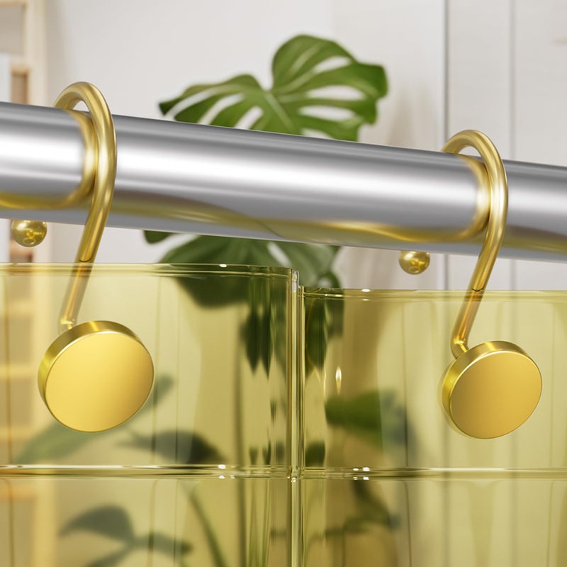 AmazerBath Gold Shower Curtain Hooks, Shower Curtain Rings Modern Decorative Shower Curtain Hooks Rust Proof Smooth Metal Shower Hooks for Shower Curtain Hangers Bathroom Shower Rod Hook, 12Pcs - Image 1