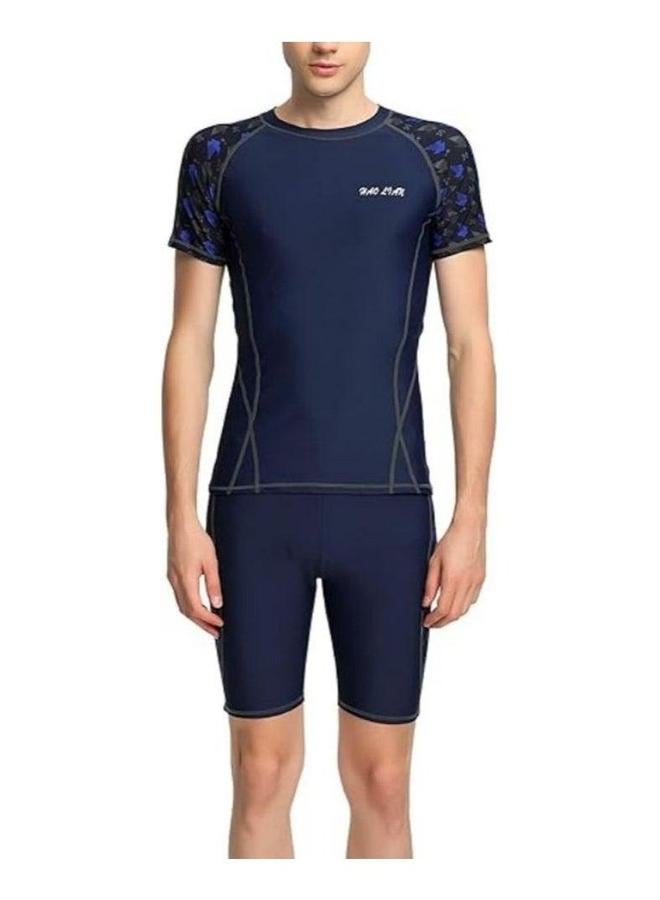 Generic Mens 2 PCS Swimsuit, Fitting Quick Drying Sun Protection Swimsuit Set, with Breathable Swimming Shorts, Rash Guard UPF 50+ Short Sleeve Rashguard Swim Shirts  - Image 2