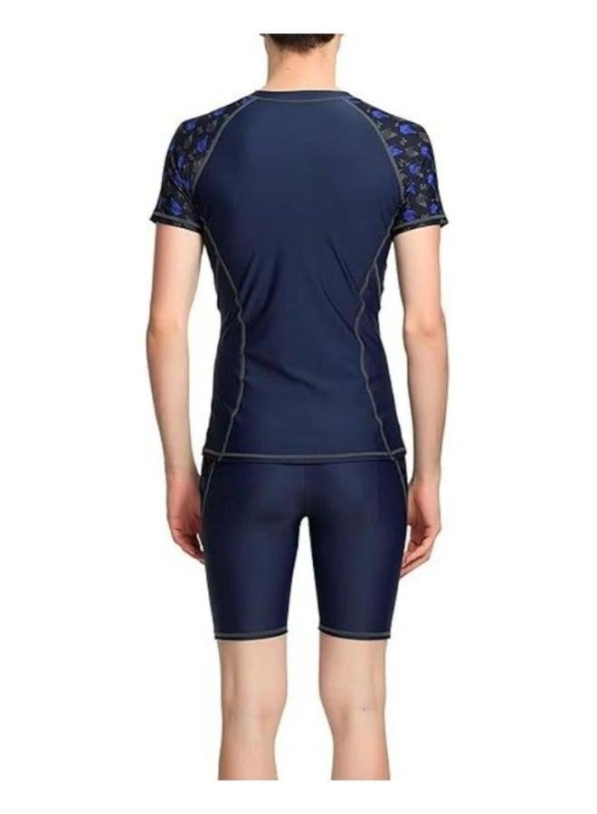 Generic Mens 2 PCS Swimsuit, Fitting Quick Drying Sun Protection Swimsuit Set, with Breathable Swimming Shorts, Rash Guard UPF 50+ Short Sleeve Rashguard Swim Shirts  - Image 4