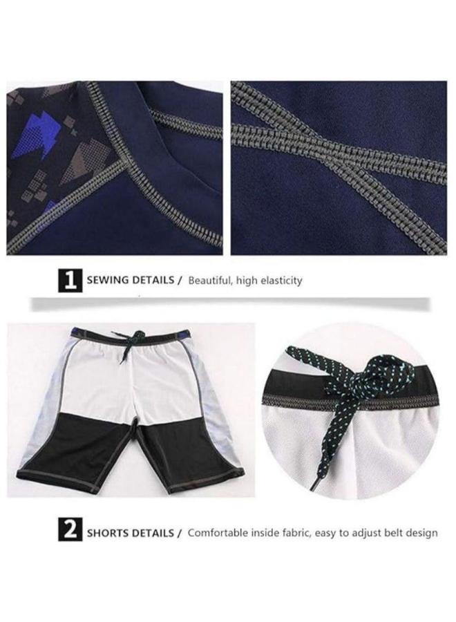 Generic Mens 2 PCS Swimsuit, Fitting Quick Drying Sun Protection Swimsuit Set, with Breathable Swimming Shorts, Rash Guard UPF 50+ Short Sleeve Rashguard Swim Shirts  - Image 5