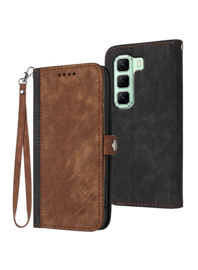 Zaboon Case For Infinix Hot 50 5G Side Buckle Double Fold Hand Strap Leather Phone Case - Image 1