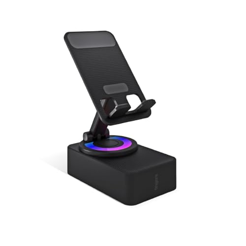 FINGERS Mini MOT (My-Own-TV) Bluetooth & USB Portable Speaker-Cum-Mobile Stand with 360° Rotation (Dazzling RGB Lights, 6-Hour Playback, Built-in Mic) - Rich Black - Image 1