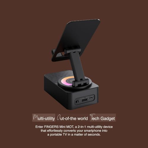 FINGERS Mini MOT (My-Own-TV) Bluetooth & USB Portable Speaker-Cum-Mobile Stand with 360° Rotation (Dazzling RGB Lights, 6-Hour Playback, Built-in Mic) - Rich Black - Image 5