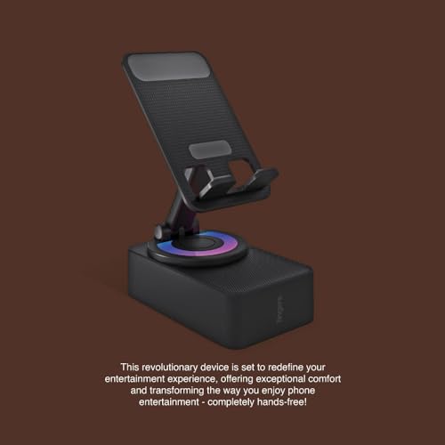 FINGERS Mini MOT (My-Own-TV) Bluetooth & USB Portable Speaker-Cum-Mobile Stand with 360° Rotation (Dazzling RGB Lights, 6-Hour Playback, Built-in Mic) - Rich Black - Image 4