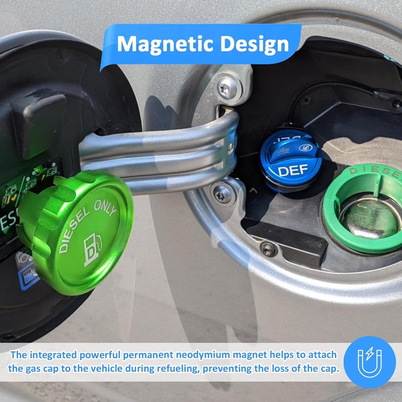 Wsays Green Magnetic Diesel Fuel Cap for Dodge Ram 1500 2500 3500 (2019-2024) - 6061 Aluminum Replacement Part 82215782 - Image 2