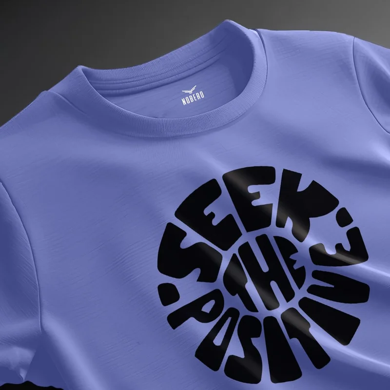 نوبيرو Men's Cotton Typography T-Shirt in Lavender