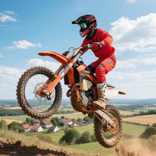 TIANDU Youth Kids Motocross Helmet DOT Approved, Adult ATV Dirt Bike Off-Road Full Face Motorcycle Helmet with Goggles Gloves Mask for Boys Girls,Lightweight Breathable for Riding (Orange-Red, Small) - Image 3