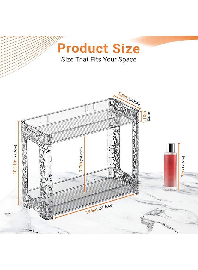 يلا جوي منظم عطور ومكياج من طبقتين، قابل للحمل، مناسب للحمام ومستحضرات التجميل، مناسب للعناية بالبشرة، والإكسسوارات، بتصميم موفر للمساحة للزوايا والخزائن (شفاف) - Image 2