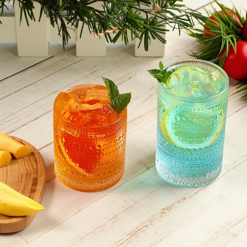 TAJZYX Hobnail Drinking Glasses Set of 12, Vintage Drinking Glasses,12 oz Highball Glasses & 10 oz Cocktail Glasses Set, Durable Glass Cups with Smooth Interior - Dishwasher-Safe ,Home, Parties & Daily Use - Image 5