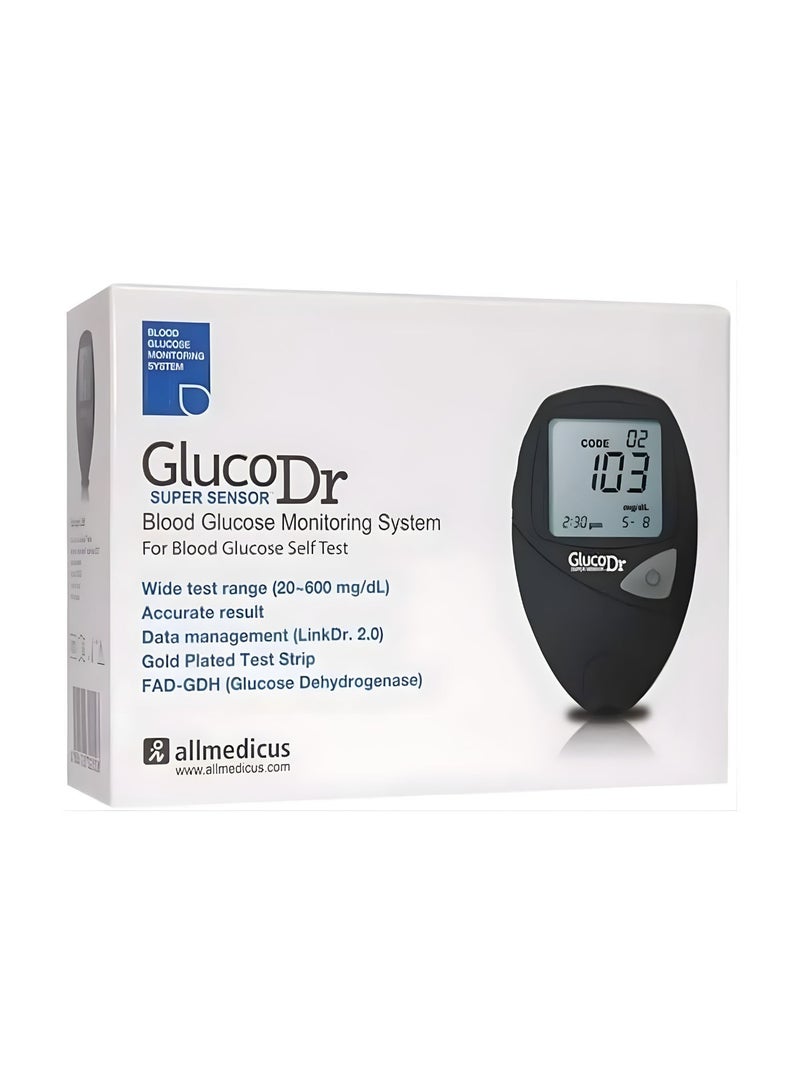 Gluco Dr GlucoDr SuperSensor Blood Glucose Meter + 25 Strips – Gold Electrode Technology - Image 2