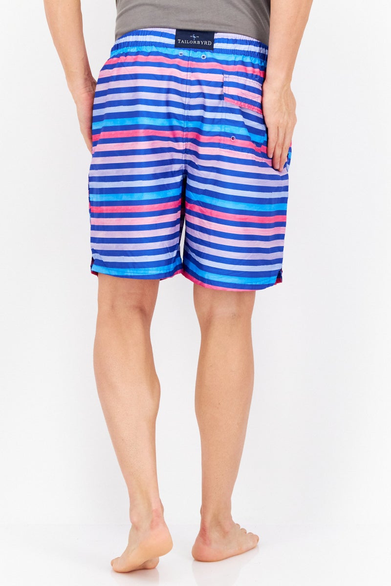 Tailorbyrd Men Striped Drawstring Swim Shorts, Blue Combo  - Image 3