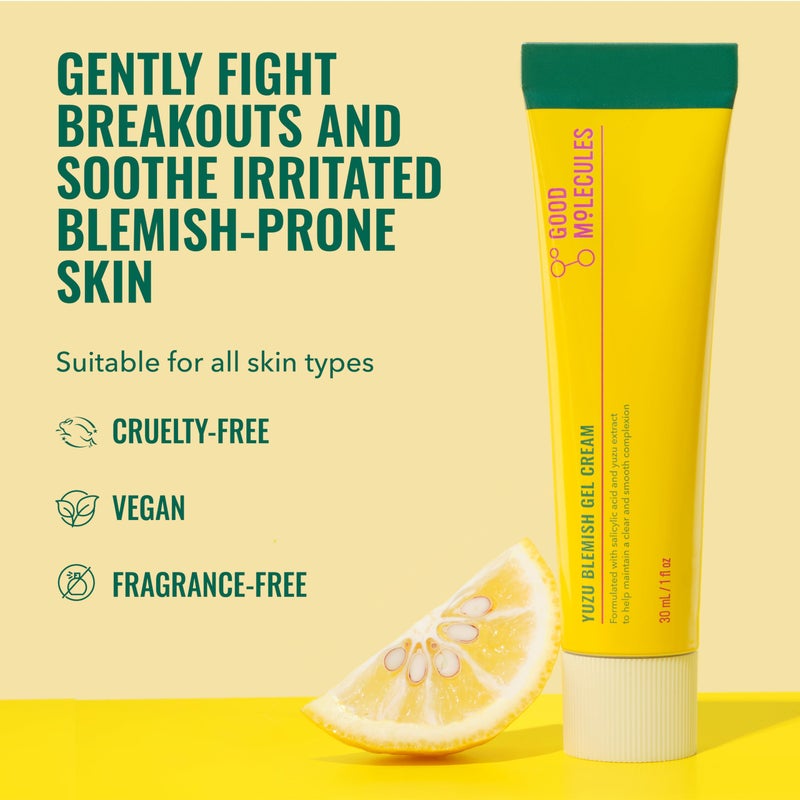 Good Molecules Yuzu Blemish Gel Cream - Lightweight Gel Moisturizer with Salicylic Acid, BHA and Natural Extracts to Target Acne, Even Skin Tone, and Texture - Skin Care for Face - Image 2