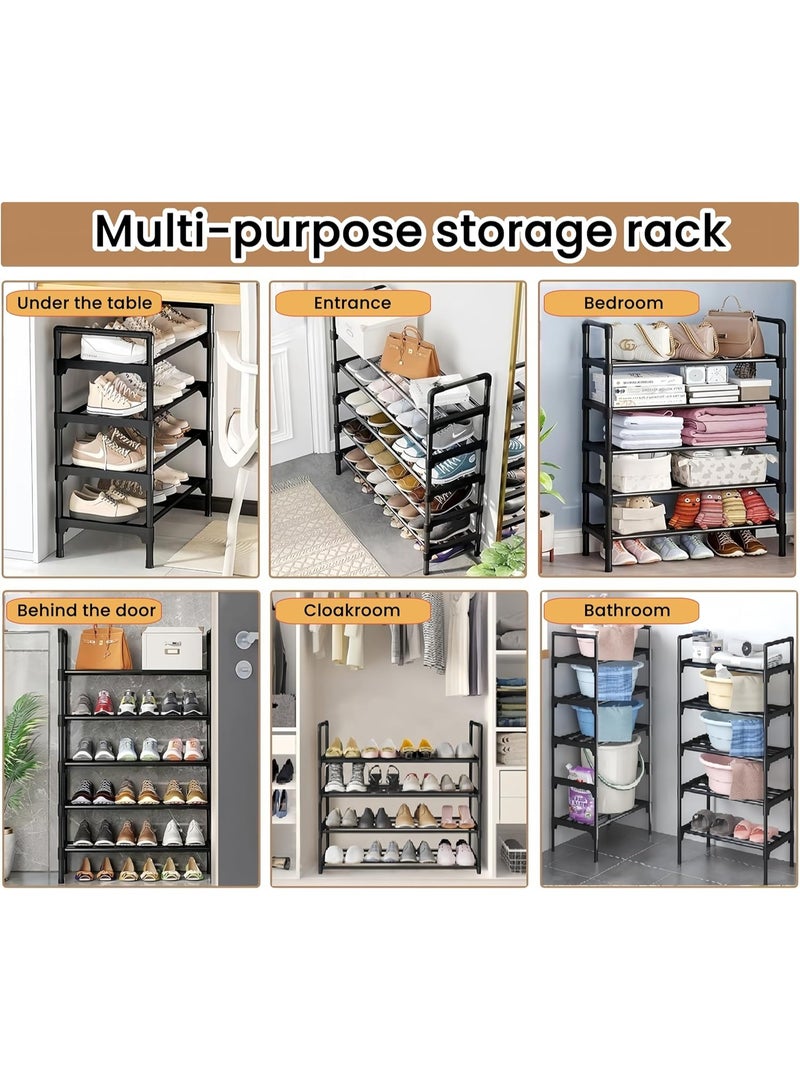 Beauenty 6-Tier Free Standing Shoe Racks,High foot design,Multi Scenario Functional Support Space Saving Organizer,Shoe Rack Cabinet Stackable Tower for Entryway,Hallway,Closet(Black) - Image 4