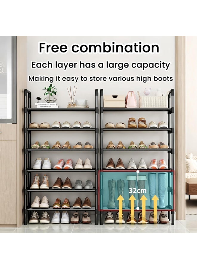 Beauenty 6-Tier Free Standing Shoe Racks,High foot design,Multi Scenario Functional Support Space Saving Organizer,Shoe Rack Cabinet Stackable Tower for Entryway,Hallway,Closet(Black) - Image 5
