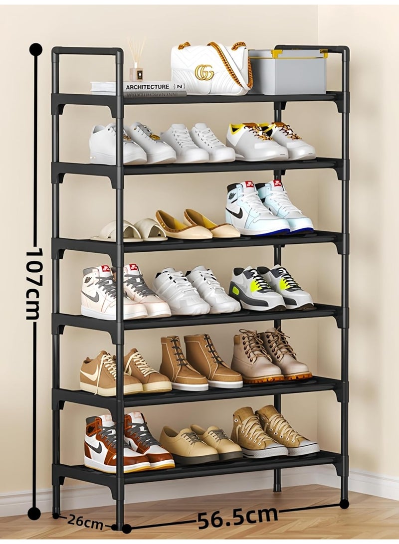 Beauenty 6-Tier Free Standing Shoe Racks,High foot design,Multi Scenario Functional Support Space Saving Organizer,Shoe Rack Cabinet Stackable Tower for Entryway,Hallway,Closet(Black) - Image 2
