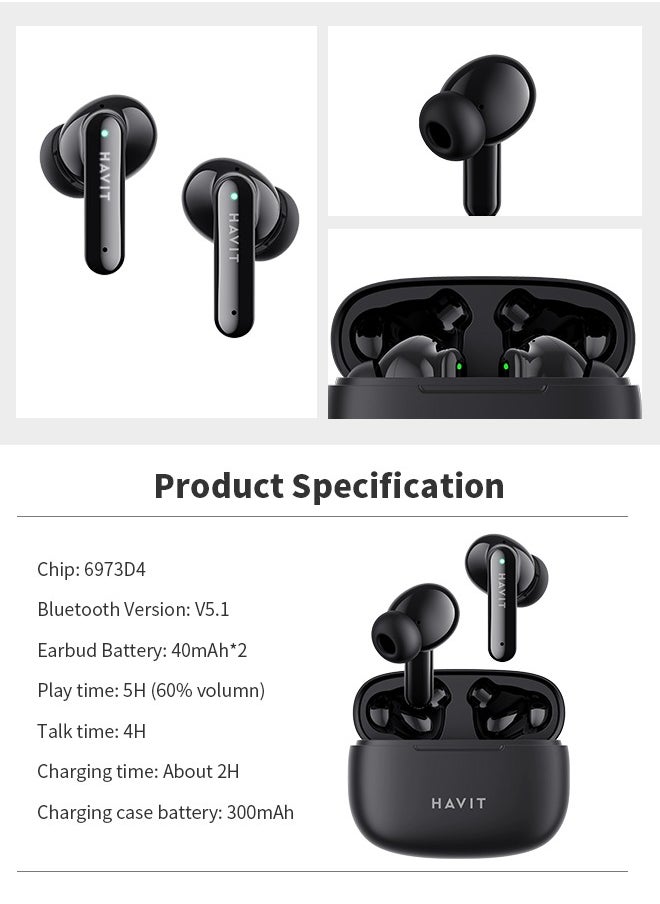 havit - True Wireless Earbuds, Bluetooth In-Ear Headphones with Mic - Image 1