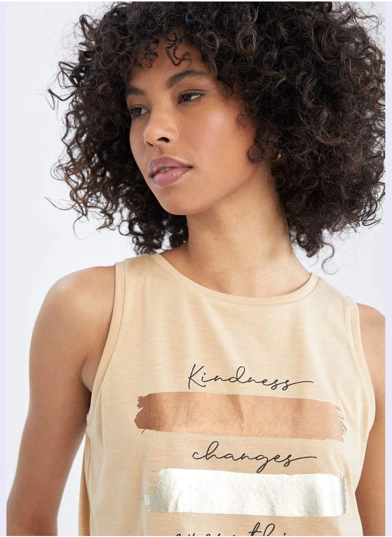 DeFacto Regular Fit Crew Neck Slogan Printed Singlet  - Image 4