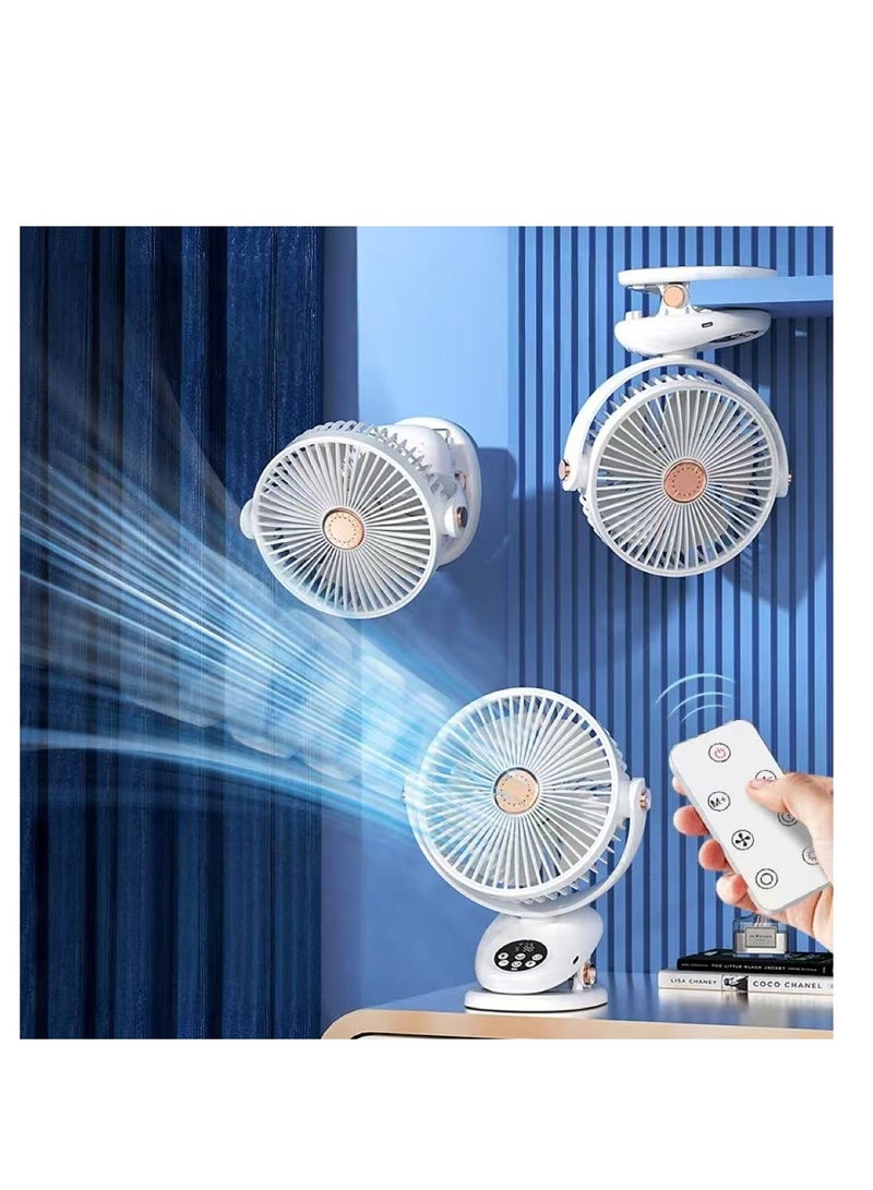 Desk Fan, Table Fan, Rechargeable Fan, Cooling Fan with Remote, Air Circulator Fan, Portable Desktop Fan for Bedroom Home Office Travel, 90°+180° Oscillating Summer Essentials Fan (F2)  - Image 1