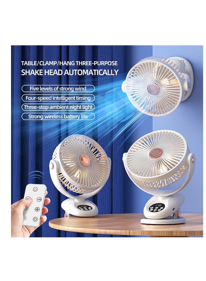 Desk Fan, Table Fan, Rechargeable Fan, Cooling Fan with Remote, Air Circulator Fan, Portable Desktop Fan for Bedroom Home Office Travel, 90°+180° Oscillating Summer Essentials Fan (F2)  - Image 3
