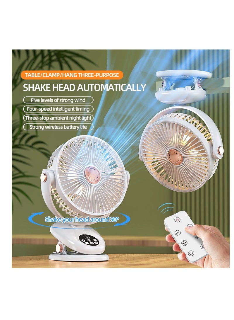 Desk Fan, Table Fan, Rechargeable Fan, Cooling Fan with Remote, Air Circulator Fan, Portable Desktop Fan for Bedroom Home Office Travel, 90°+180° Oscillating Summer Essentials Fan (F2)  - Image 5