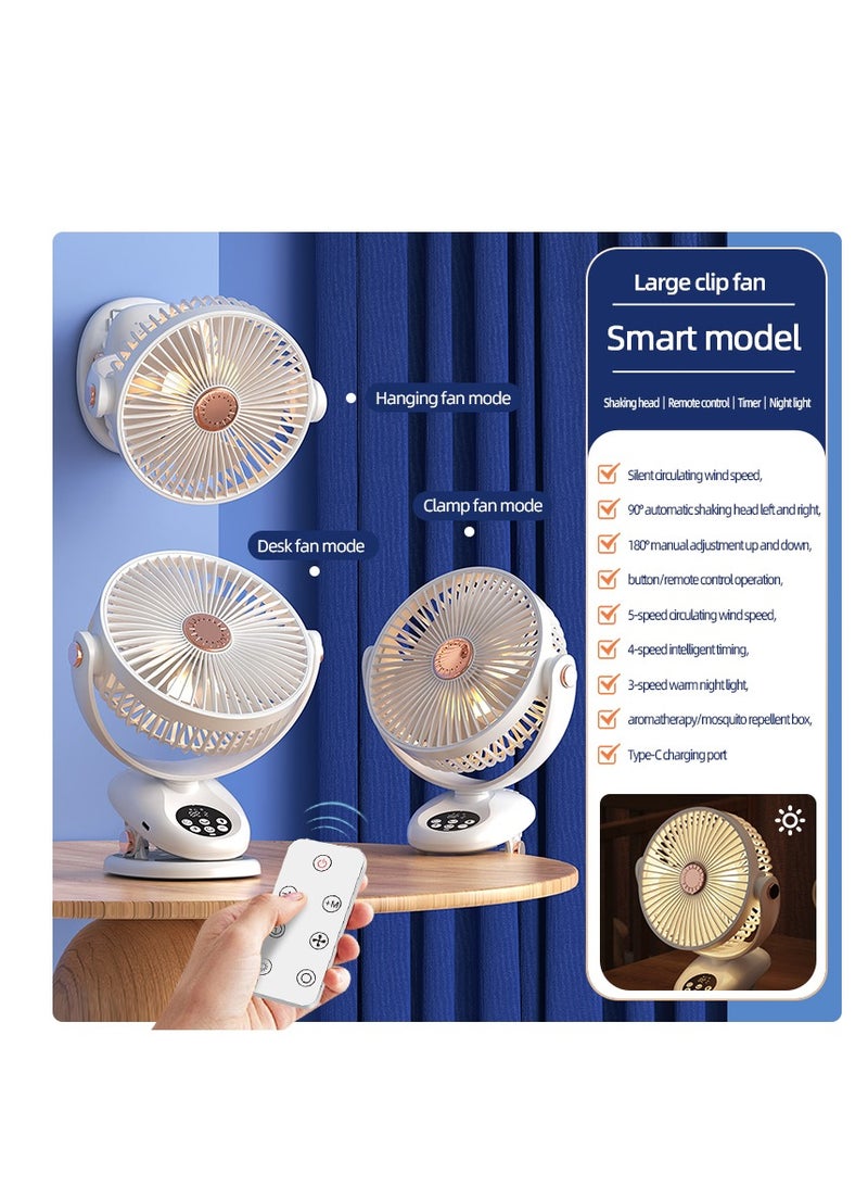 Desk Fan, Table Fan, Rechargeable Fan, Cooling Fan with Remote, Air Circulator Fan, Portable Desktop Fan for Bedroom Home Office Travel, 90°+180° Oscillating Summer Essentials Fan (F2)  - Image 2
