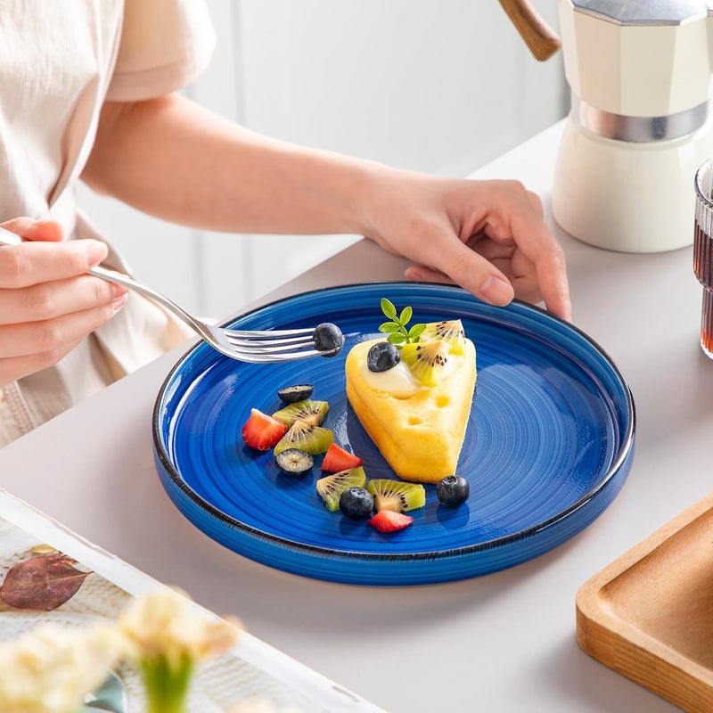 vancasso Bonita 85 inch Salad Plates Ceramic Small Dinner Plates Set Dessert Plates Set of 6 MicrowaveOven and Dishwasher Safe Blue - Image 5