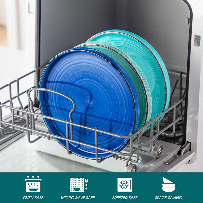 vancasso Bonita 85 inch Salad Plates Ceramic Small Dinner Plates Set Dessert Plates Set of 6 MicrowaveOven and Dishwasher Safe Blue - Image 4