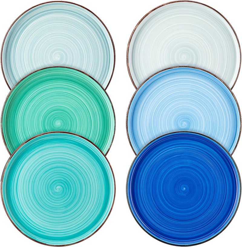 vancasso Bonita 85 inch Salad Plates Ceramic Small Dinner Plates Set Dessert Plates Set of 6 MicrowaveOven and Dishwasher Safe Blue - Image 1