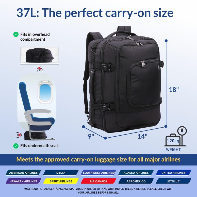 Aerolite AA & Delta Airlines Travel Backpack for Adults - Maximium Size Personal Item Backpack 18Ã¢â‚¬Âx14Ã¢â‚¬Âx9Ã¢â‚¬Â with YKK Zippers | Lightweight & Eco Friendly Shoulder Backpack with USB Charging Port - Image 2