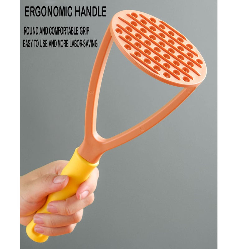 Setaria Viridis 2pcs Potato Masher Manual Masher Kitchen Masher Non-Scratch Nonstick Potato Pumpkin Ricer Smasher Kitchen Tools for Bean, Root Vegetables, Fruits, Baby Food, Avocado potato masher (Green+Orange) - Image 5