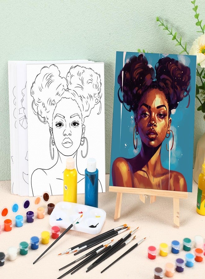 Dinifee 6 Pack Pre Drawn Canvas for Painting Pre Printed Canvas Kit 8 x 10 Inch Stretched Cotton Paint and Sip Set for Adults Couple Party Date Night(Lover) - Image 2