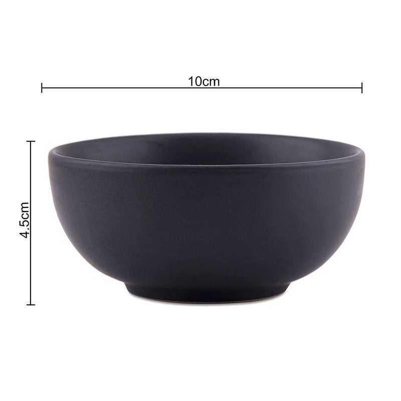 Caffeine Ceramic Black Matte Dinner Plate and Bowls (Set of 4) - Image 2