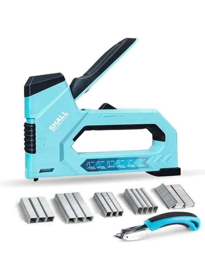 SHALL 6-in-1 Staple Gun Heavy Duty - Upholstery Stapler Nail Gun with 4000 Counts Staples, Manual Brad Nailer with Staple Remover for Wood, Crafts, Fabric, Cable, Wall, Decoration, Furniture - Image 1