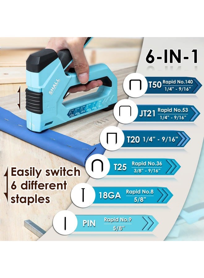 SHALL 6-in-1 Staple Gun Heavy Duty - Upholstery Stapler Nail Gun with 4000 Counts Staples, Manual Brad Nailer with Staple Remover for Wood, Crafts, Fabric, Cable, Wall, Decoration, Furniture - Image 2