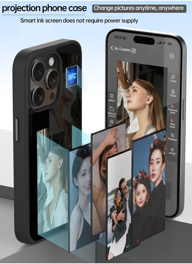 Generic - Smart NFC Ink Phone Case Compatible for iPhone 16 Pro Max, Customizable E-Ink Screen DIY Images Long-Lasting Display Fast Transmission (Black) - Image 1