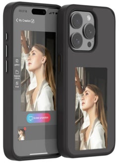 Smart NFC Ink Phone Case Compatible for iPhone 16 Pro Max, Customizable E-Ink Screen DIY Images Long-Lasting Display Fast Transmission (Black)