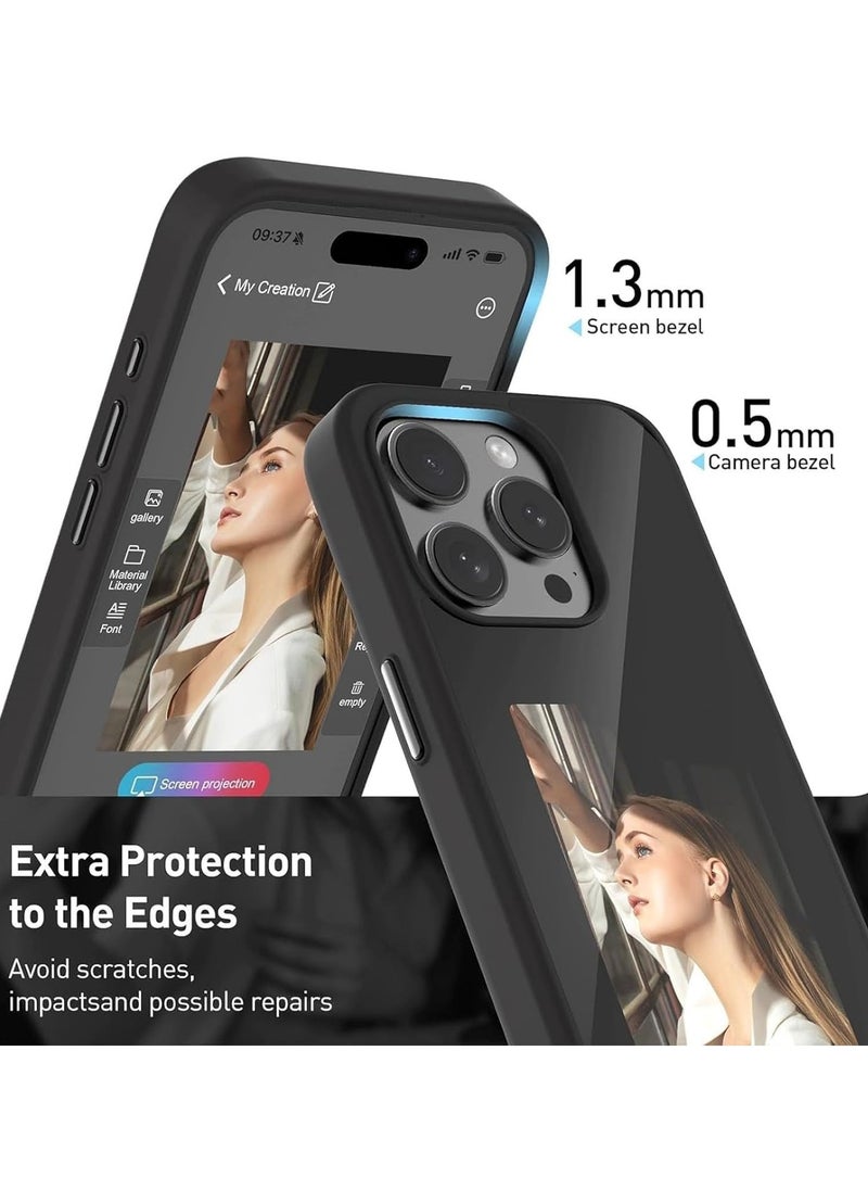 Generic - Smart NFC Ink Phone Case Compatible for iPhone 16 Pro Max, Customizable E-Ink Screen DIY Images Long-Lasting Display Fast Transmission (Black) - Image 1