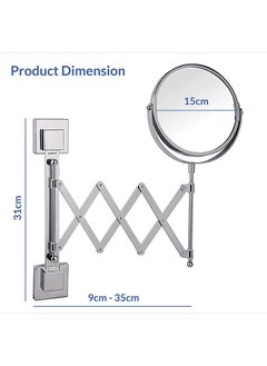Home Pro Home Pro Wall-Mounted Makeup Mirror - 1X + 5X Magnification Universal Rotating System Double Sided Makeup Mirrors Double Sided Extendable Makeup Mirror 360-degree adjustable magnifying Makeup  - Image 5