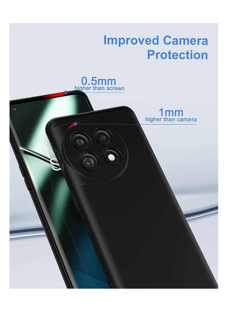 حافظة لهاتف OnePlus 11، حافظة مطاطية سائلة مع بطانة ميكروفايبر ناعمة، غلاف صلب رفيع مضاد للصدمات لحماية OnePlus 11 5G 2023 (أسود) - Image 2