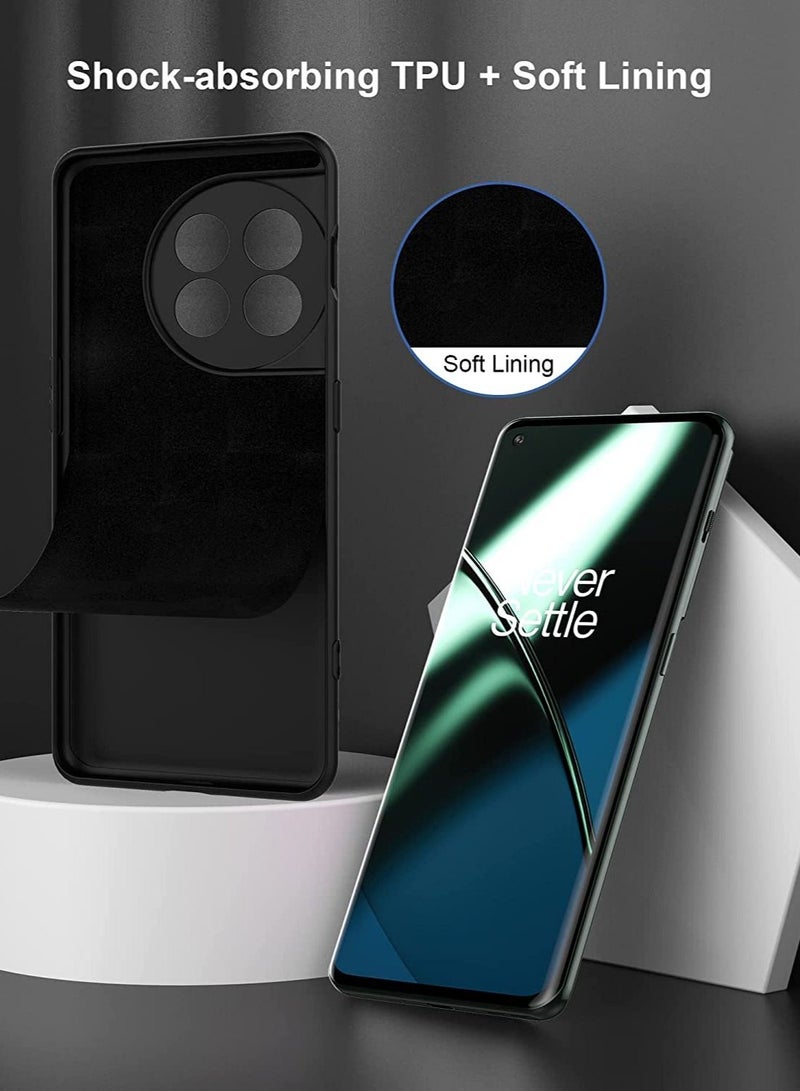 حافظة لهاتف OnePlus 11، حافظة مطاطية سائلة مع بطانة ميكروفايبر ناعمة، غلاف صلب رفيع مضاد للصدمات لحماية OnePlus 11 5G 2023 (أسود) - Image 3