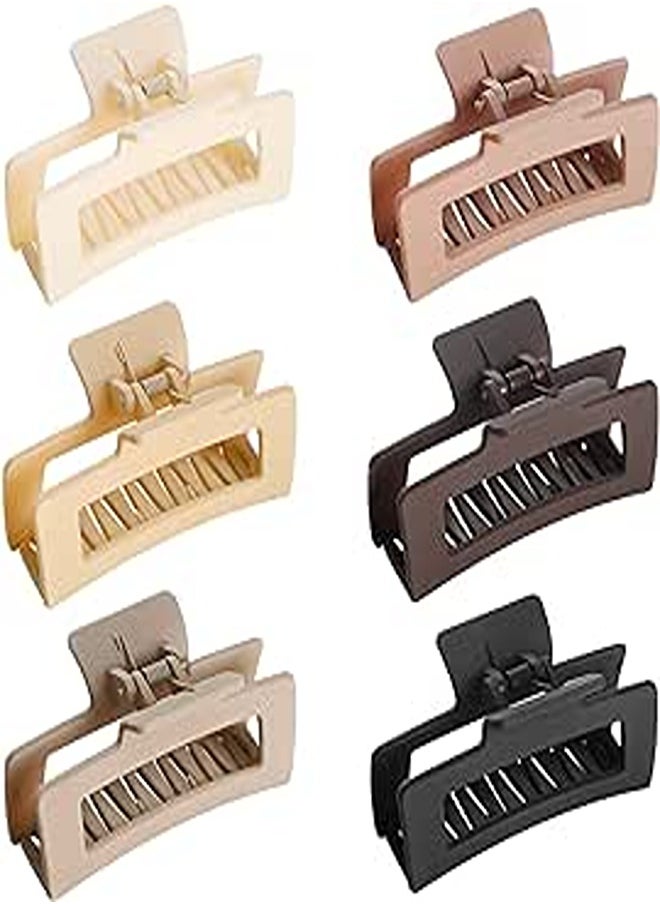 Toderoy Toderoy 6 PCS Big Hair Claws, Hair Claw Clips for Thick Hair and Thin Hair, Acrylic Large Jaw Clips, Non-slip French Style Hair Accessory for Women and Girls, 3.34 Inches Stylish Hair Clamps (Brown) 