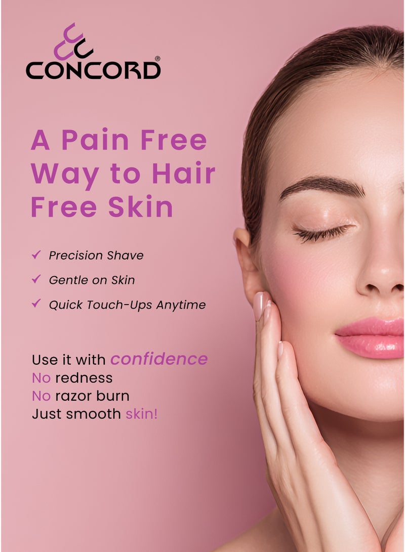 CONCORD Facial and Eyebrow Razors for Women, 3 Eyebrow Razors with 1 Precision Cover, multipurpose Facial Razors | Peach Fuzz Removal, Eyebrow Shaping and Exfoliator | Women Facial Razor