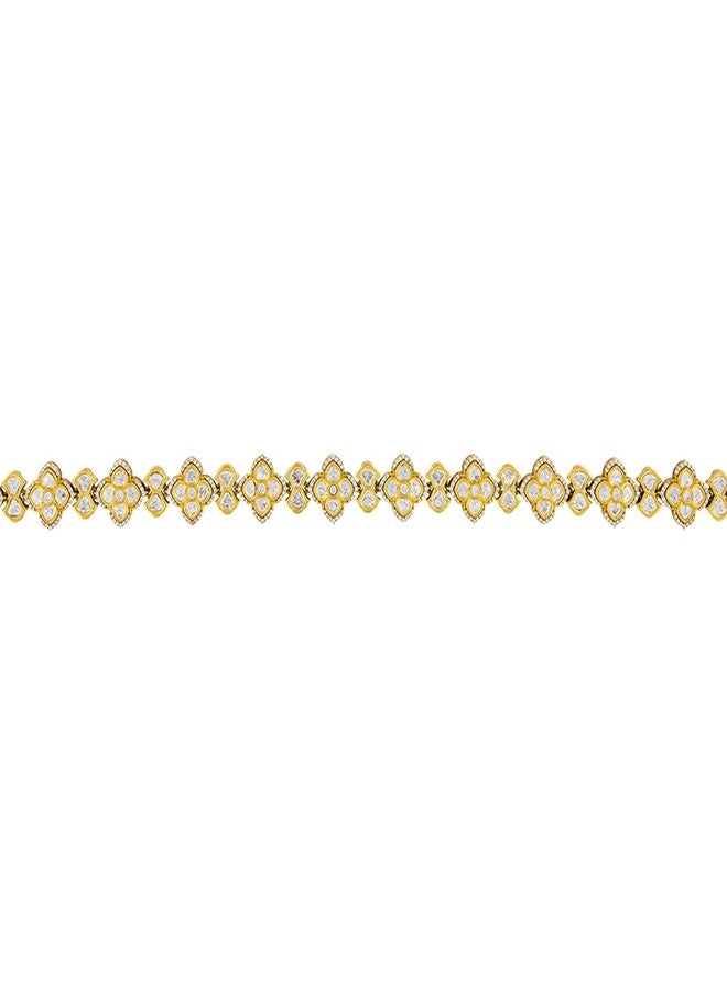 Kushal's Fashion Jewellery White Victorian Plated Kundan Kamarbandh Waist Belt for Women | Adjustable Chain | Bridal & Bridesmaid Wear - 457284 - Image 3