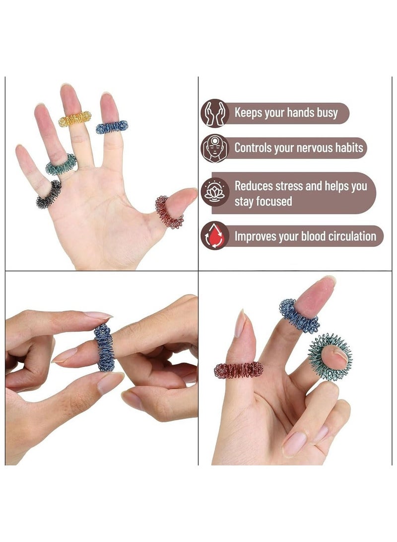 NQOOH Sensory Fidget Rings Set for Stress and Anxiety Relief with 10 Unique Pieces for Finger Massage and Focus Enhancement - Image 5