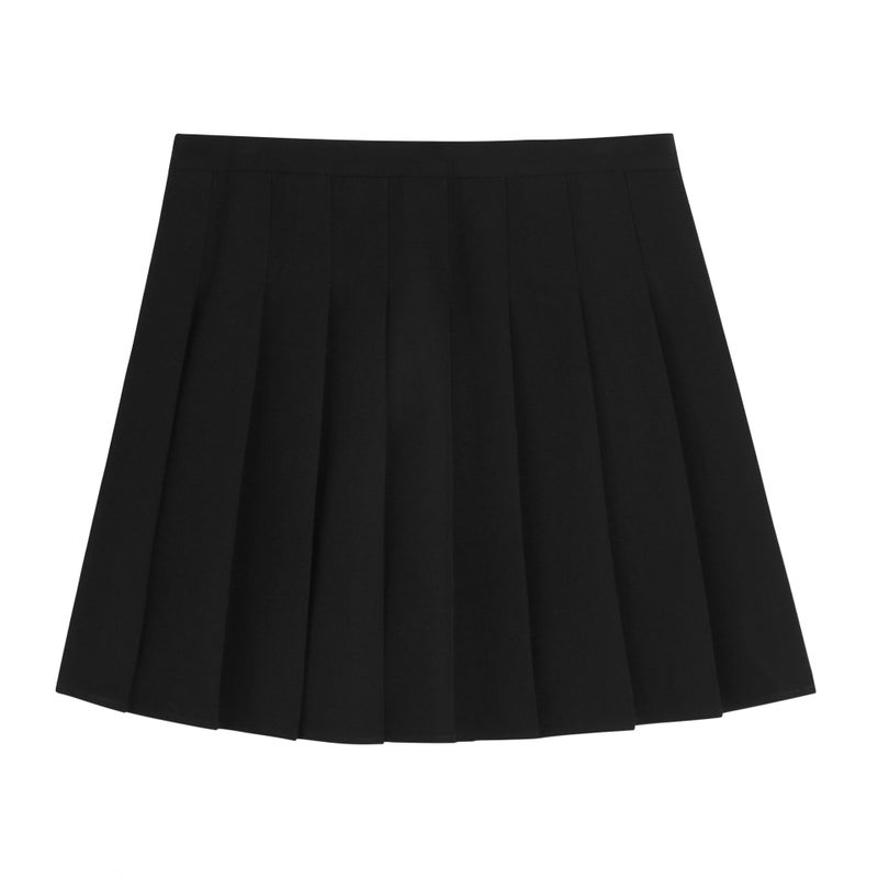 Plus Size Pleated Mini Skirt Autumn Winter New black  - Image 1