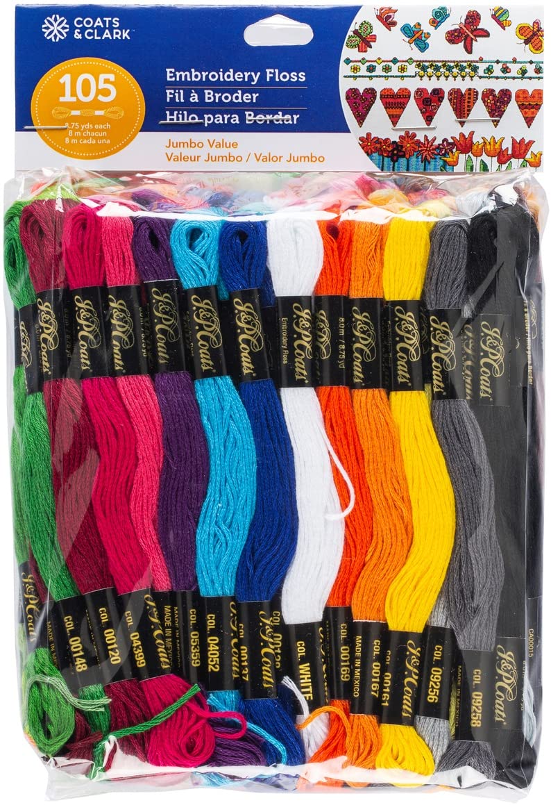 J  P Coats Embroidery Floss Value Pack  105 Skeins 875 yds Each 105
