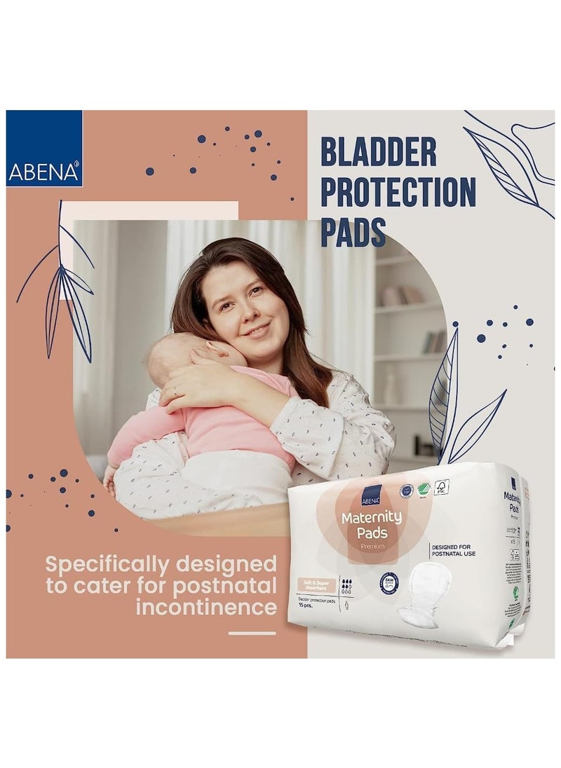 Abena - (Pack of 2) New Mom Maternity Pads for Women - 15 Count, Super Absorption, Soft Disposable Pads for After-Delivery Incontinence - Image 1