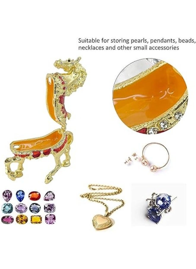 Lukadah - Horse Trinket Box,Figurine Jewelry,Gold Plated Crystal Enameled Home Decor,Table Decor,Sourvenir Festival Gift,Hand Painted Enameled Classic Ornaments Metal Craft(Yellow) - Image 1