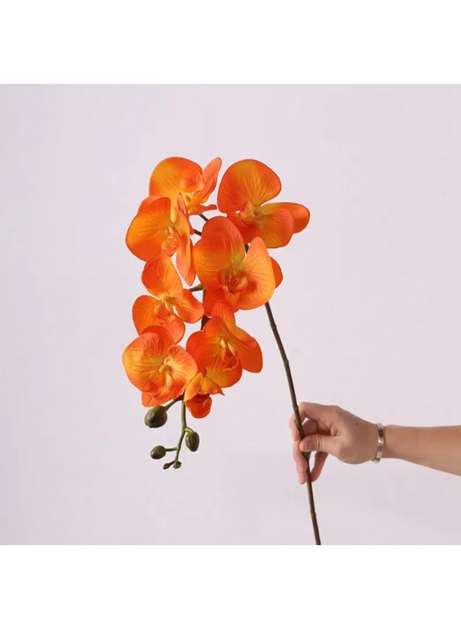 6-Pack Artificial Silk Orchid Flowers, Lifelike Phalaenopsis, Orange Flowers, Artificial Flowers for Home Decor - Image 1